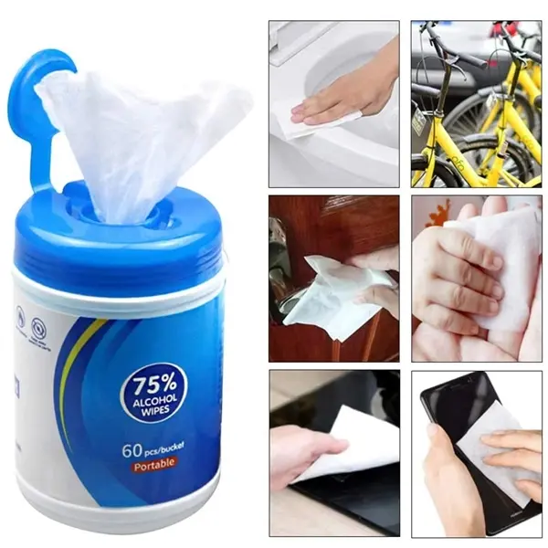 60Pcs 75% Alcohol Wet Wipes Disinfectant