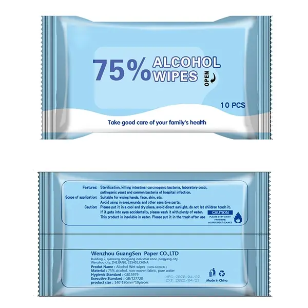 10 PCS 75% Alcohol Wipes
