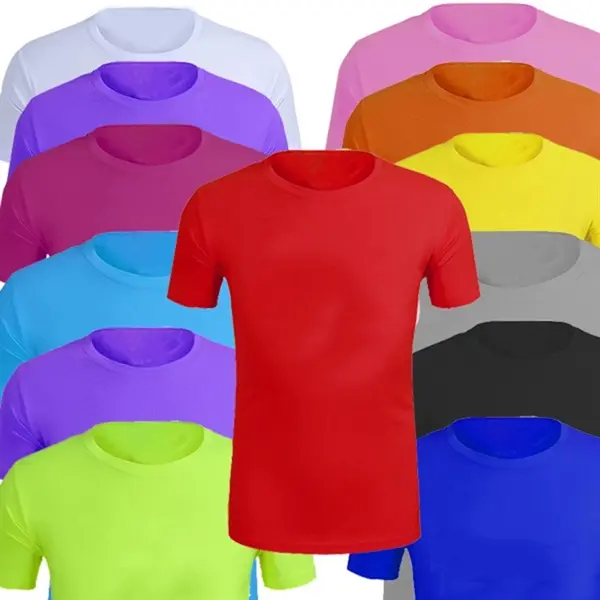 Mesh ventilation sports round neck T-shirt