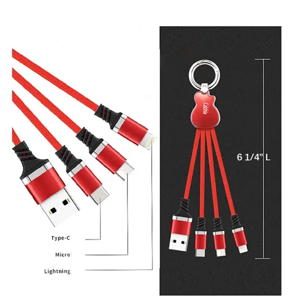 Guitar Shaped Flashing 3 in 1 Charging Cable