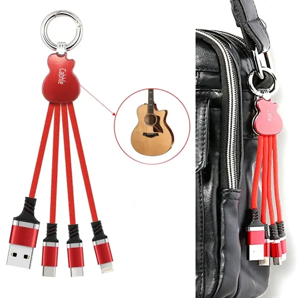 Guitar Shaped Flashing 3 in 1 Charging Cable