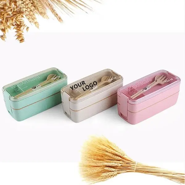 Double layers Wheat Straw Lunch Containers Kit
