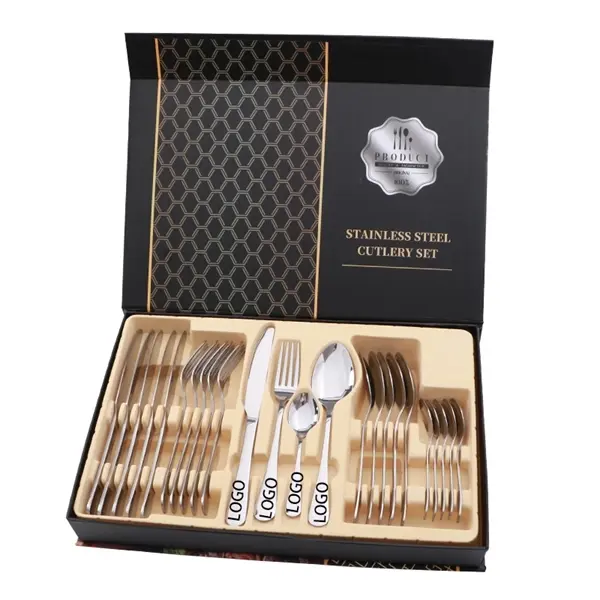 24PCS Stainless Steel Cutlery Knife Spoon Fork Set