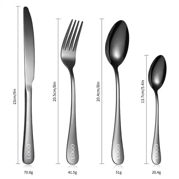 24PCS Stainless Steel Colorful Cutlery Knife Spoon Fork Set