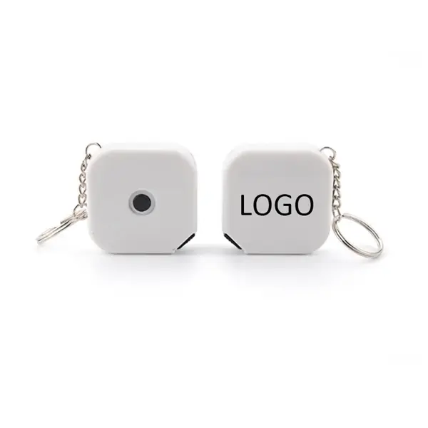 Square Tape Measure Key Tag White