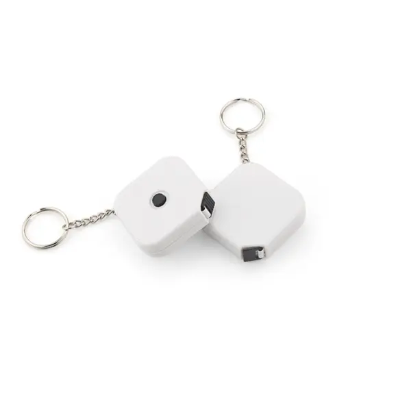 Square Tape Measure Key Tag White