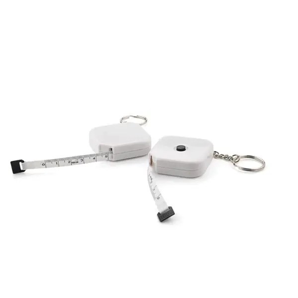 Square Tape Measure Key Tag White