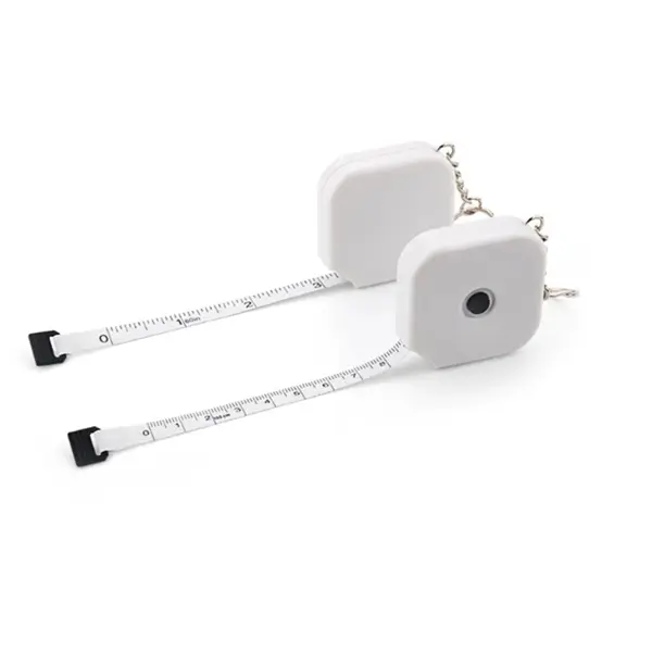 Square Tape Measure Key Tag White