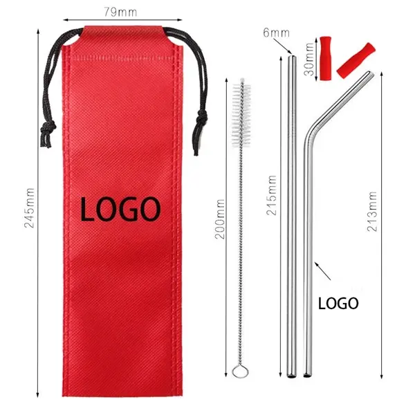 Stainless Steel Drinking Straw Set with Non-woven fabrics