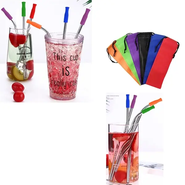 Stainless Steel Drinking Straw Set with Non-woven fabrics