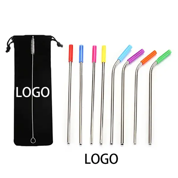 Stainless Steel Drinking Straw Set with Velvet bag