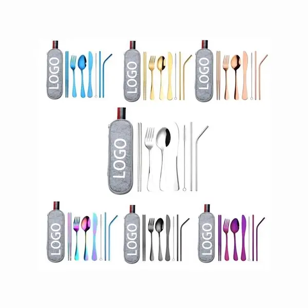 Portable Reusable Stainless Steel Flatware Set 8-Piece