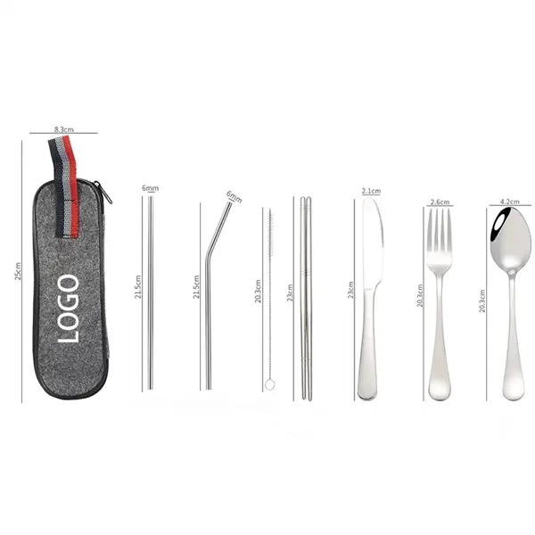 Portable Reusable Stainless Steel Flatware Set 8-Piece