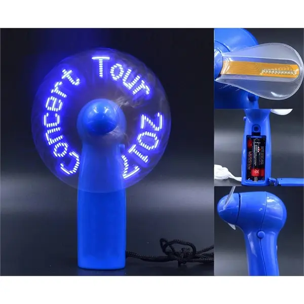 Handheld LED Light Up Glow Fan with Lanyard
