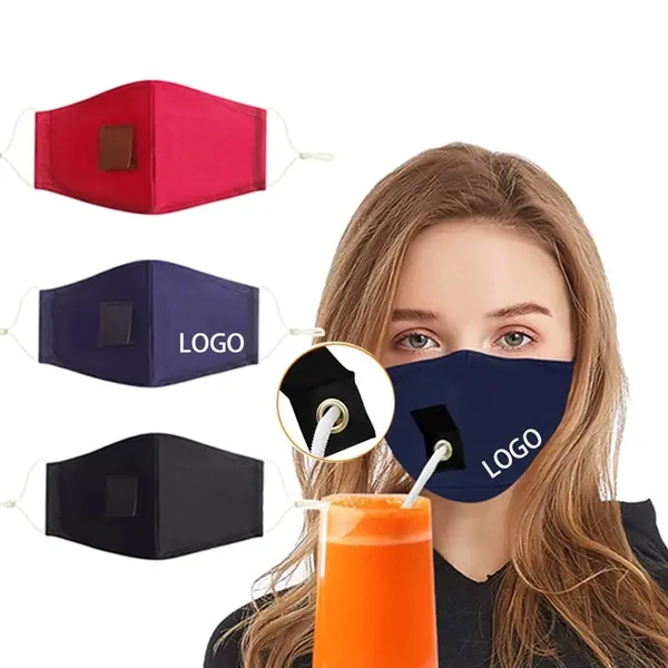 Cotton Mask Drinking with Hole for Straw