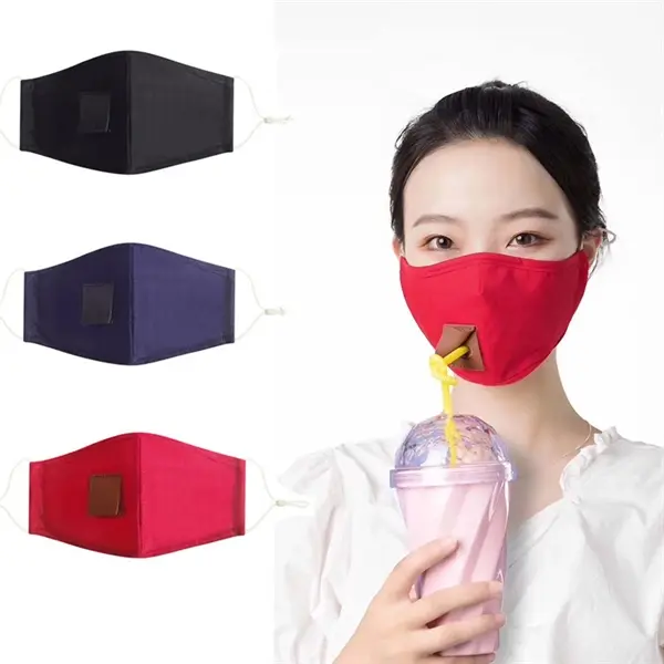Cotton Mask Drinking with Hole for Straw