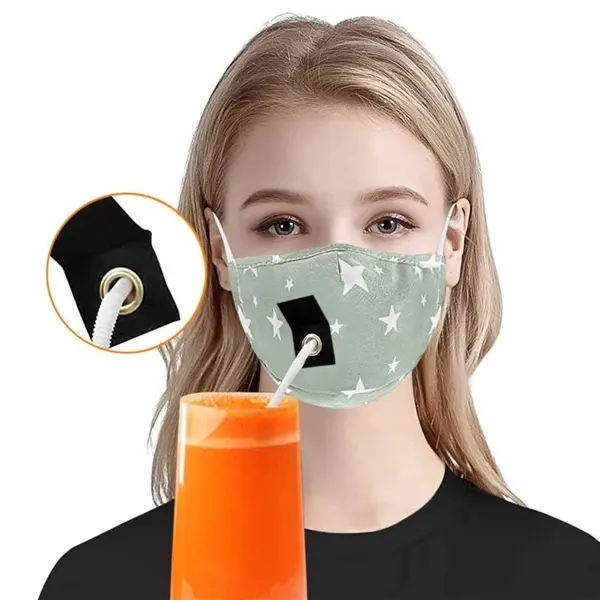 Cotton Mask Drinking with Hole for Straw