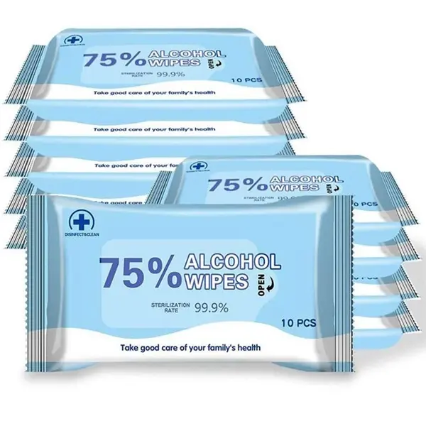 10PCS 75% Alcohol Disposable Cleaning Wet Wipes