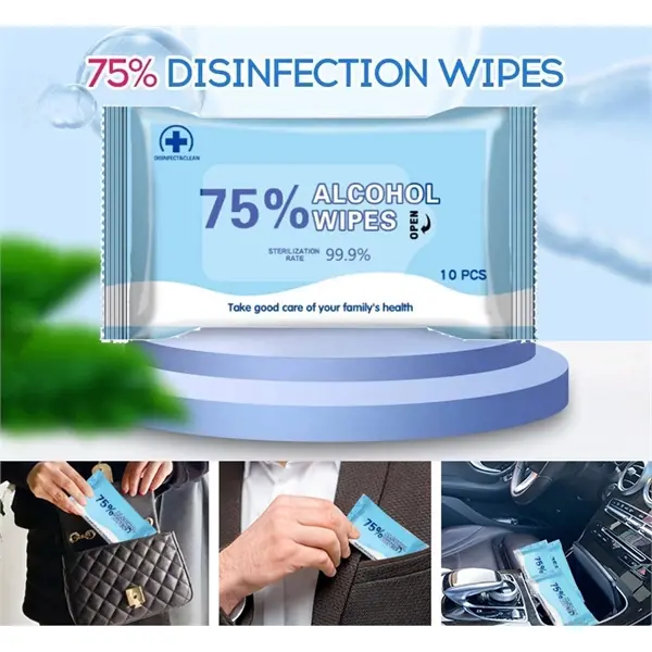 10PCS 75% Alcohol Disposable Cleaning Wet Wipes