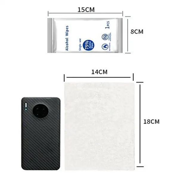 Single use 1pc 75% Antibacterial Alcohol Wipes