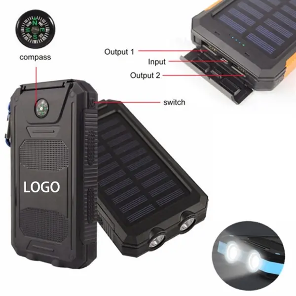 Double headlamp solar mobile waterproof 10000mAh power bank