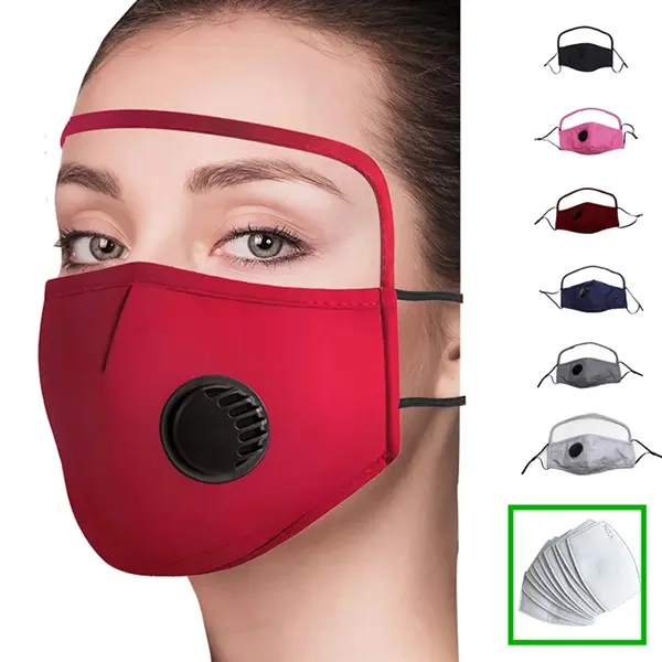 Mask with breather valve and eyes shield