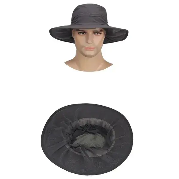 Outdoor Fishing Cap Mesh Head Net Face Protector Sun Hat
