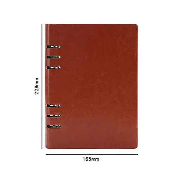 Refillable PU Leather Round 6-Ring Binder Cover Notebook