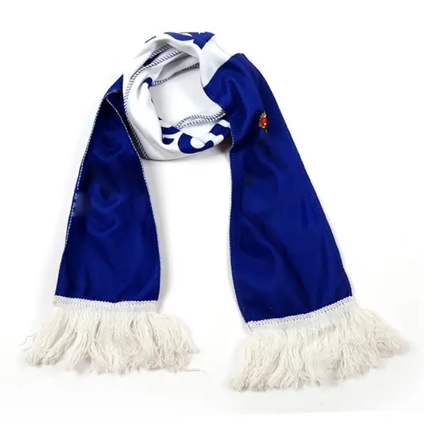 57" x 6.3" custom knitted football scarf with tassels