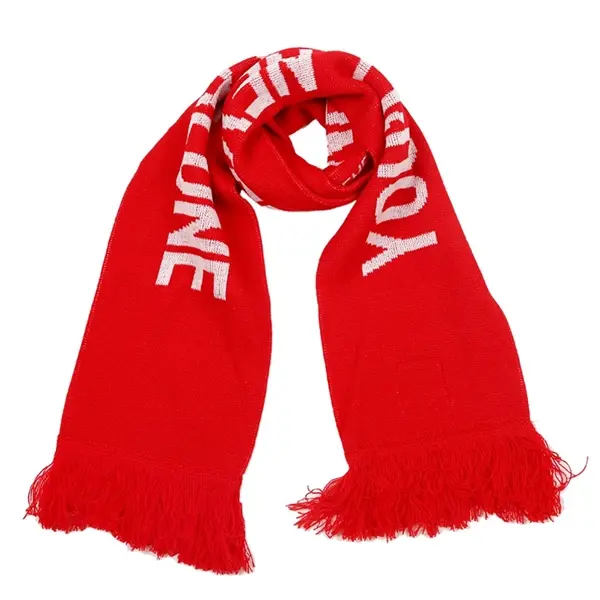 57" x 6.3" custom knitted football scarf with tassels