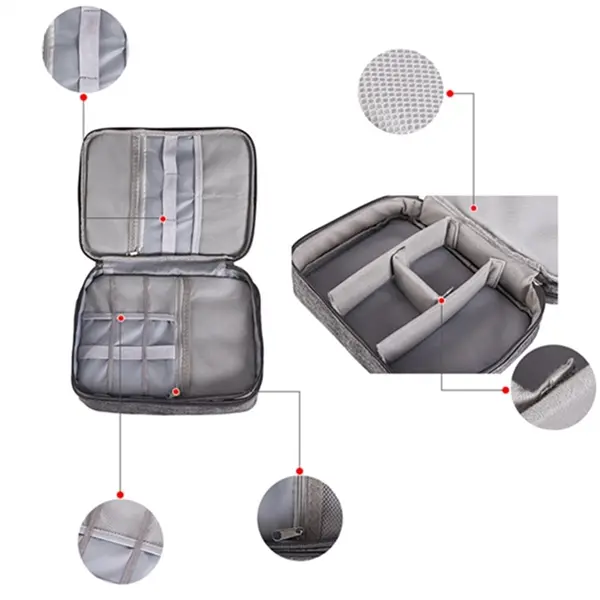 Three-Layer Travel Electronics Organizer Case