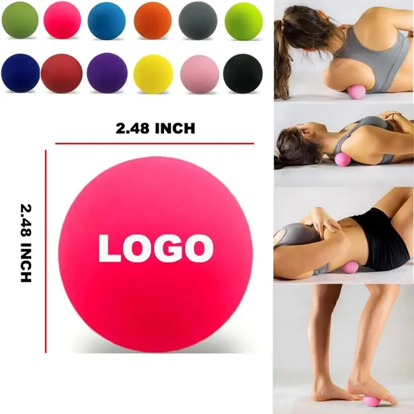 Custom silicone lacrosse massage ball with logo print – 2.48" trigger point ball for fitness, recovery, and physical therapy promotions