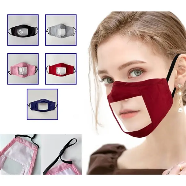 Adult Reusable Cotton Face Mask w/ Transparent Window