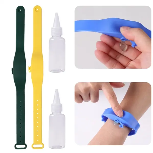 Refillable Hand Sanitizer Wristband With Squeeze Bottle