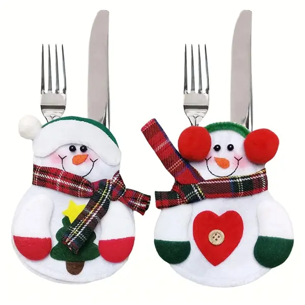 Santa Snowman Knives Forks Bag