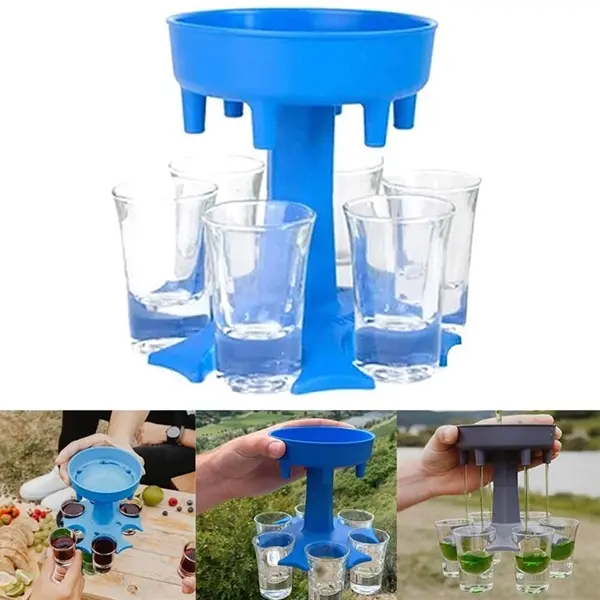 6 Shot Glass Dispenser and Holder with Cup Set