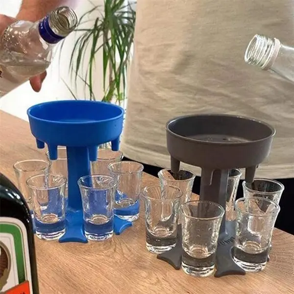 6 Shot Glass Dispenser and Holder with Cup Set