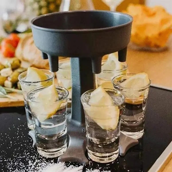 6 Shot Glass Dispenser and Holder with Cup Set