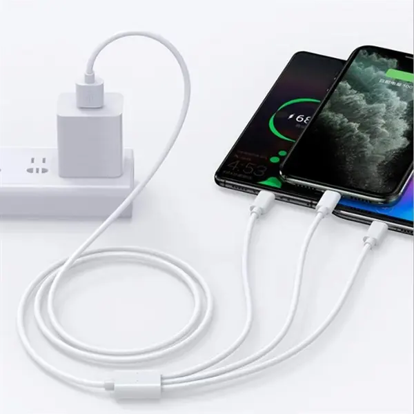 3 in 1 Charger Cable Micro USB & Type C White