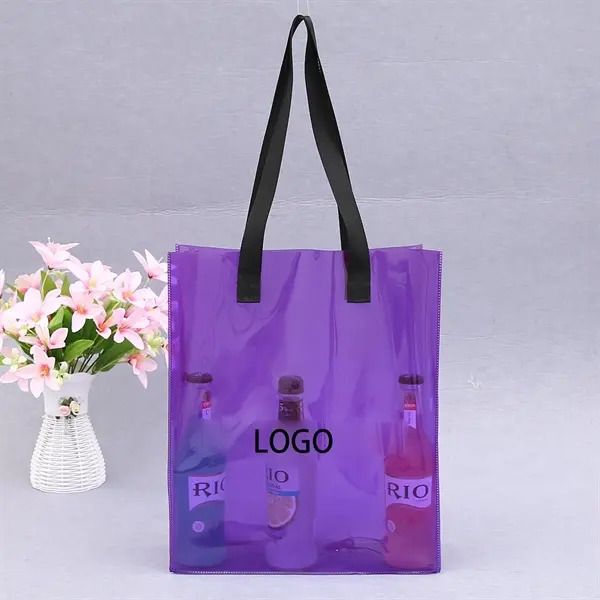 Purple-Clear Stadium Tote Bag
