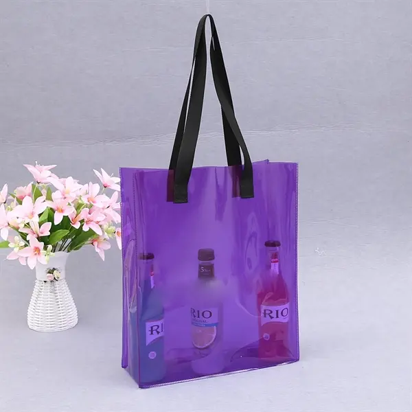 Purple-Clear Stadium Tote Bag