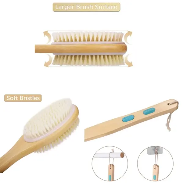 Natural Bristle Double-sided Massage Wooden Shower