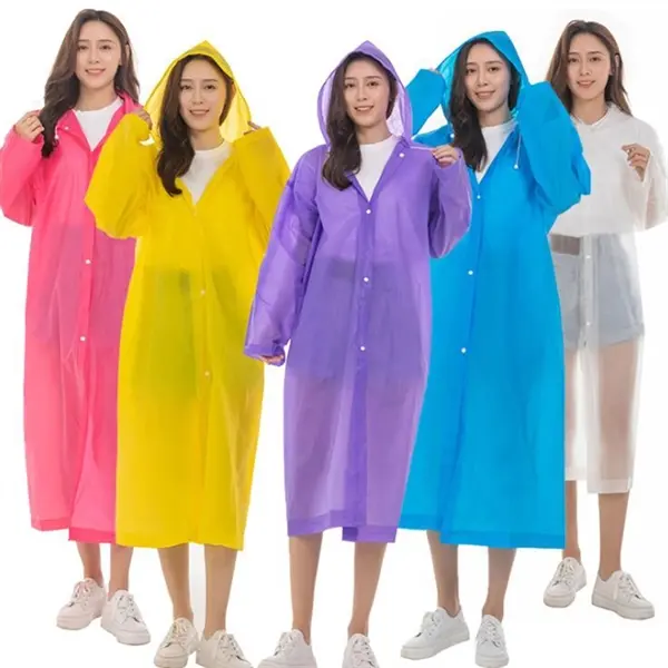 Reusable Translucent EVA Rain Ponchos with Hoods