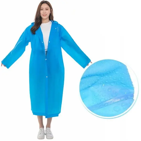 Reusable Translucent EVA Rain Ponchos with Hoods