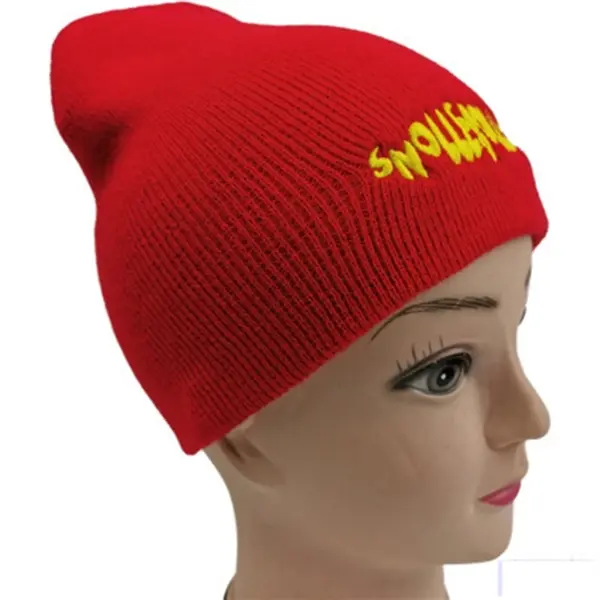 Custom Acrylic Knit Beanie Hat with Cuffs