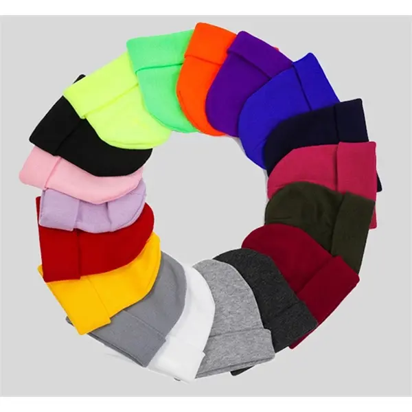 Custom Acrylic Knit Beanie Hats with Cuffs