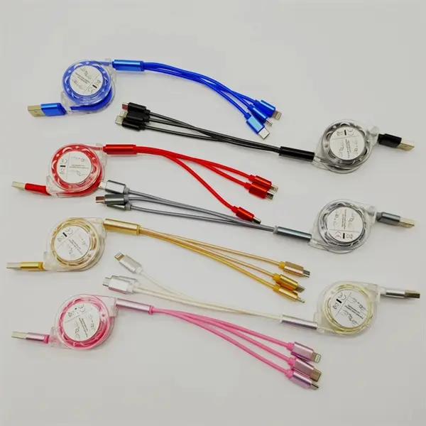 1m Retractable 2.4A 3-in-1 Multi cable mobile phone Charge