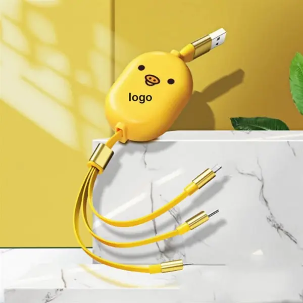 3 in 1 Retractable Cartoon USB Cable 1M