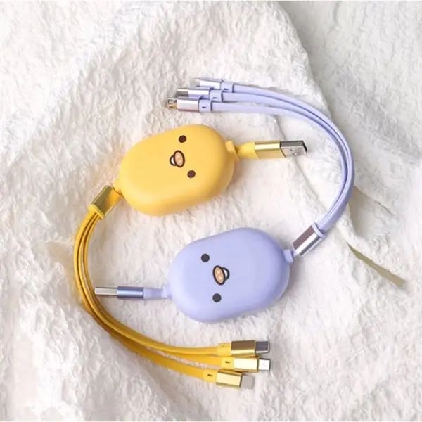 3 in 1 Retractable Cartoon USB Cable 1M