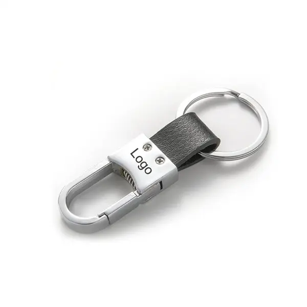 Alloy leather keychain key ring holder